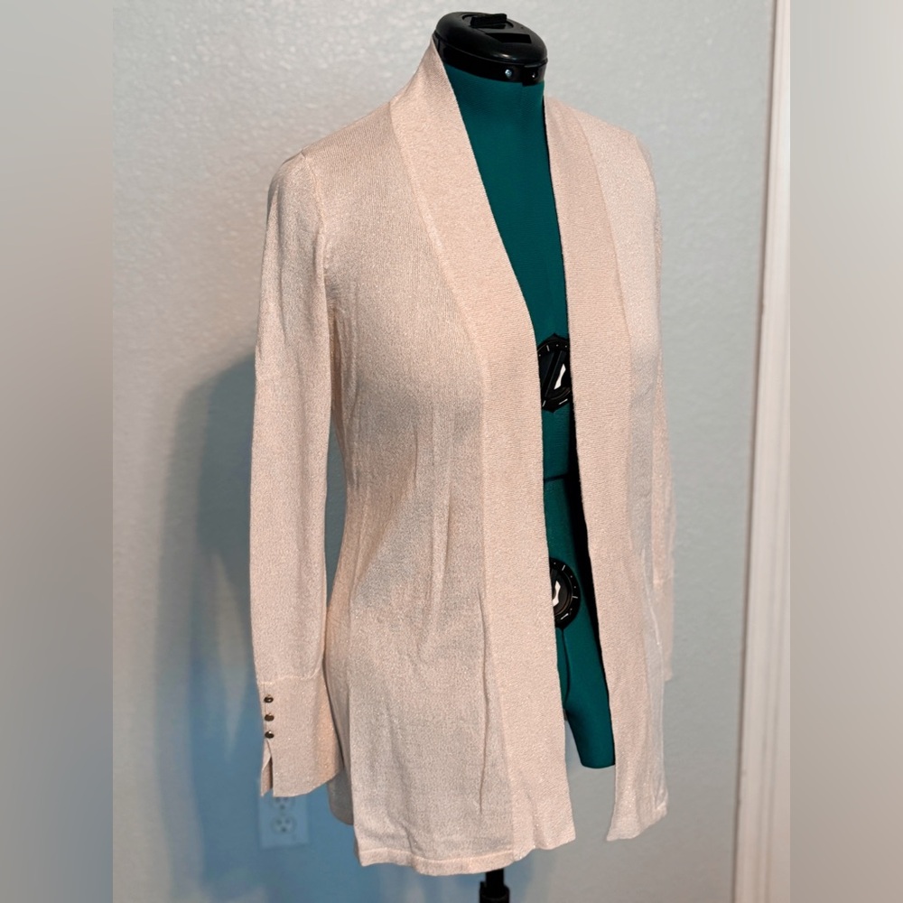 White House Black Market Cream Gold Open Cardigan - Picture 1 of 10